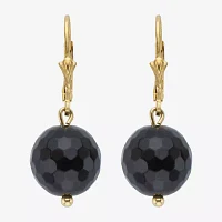 Genuine Black Onyx 14K Gold Over Silver Drop Earrings