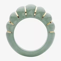 3.5MM Genuine Green Jade 10K Gold Band