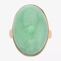 Womens Genuine Green Jade 14K Gold Over Silver Cocktail Ring