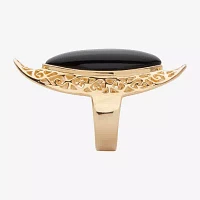 Womens Genuine Jade 14K Gold Over Silver Cocktail Ring