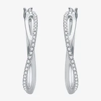 1/4 CT.T.W. Natural Diamond 10K White Gold X-Style Hoop Earrings