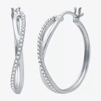 1/4 CT.T.W. Natural Diamond 10K White Gold X-Style Hoop Earrings