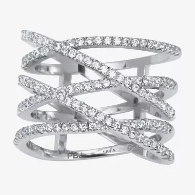 Diamonart Womens / CT. T.W. White Cubic Zirconia Sterling Silver Round Cocktail Ring