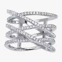 Diamonart Womens / CT. T.W. White Cubic Zirconia Sterling Silver Round Cocktail Ring