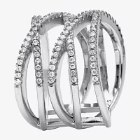 Diamonart Womens / CT. T.W. White Cubic Zirconia Sterling Silver Round Cocktail Ring