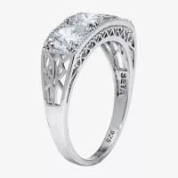 Diamonart Womens 4 /2 CT. T.W. White Cubic Zirconia Platinum Over Silver Round Engagement Ring