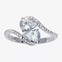 Diamonart Womens 1 5/8 CT. T.W. White Cubic Zirconia Sterling Silver Pear Cocktail Ring