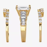 Diamonart Womens 5 3/4 CT. T.W. White Cubic Zirconia 18K Gold Over Silver Rectangular Bridal Set