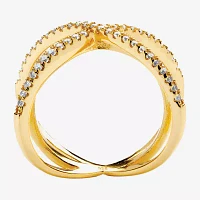 Womens 1/2 CT. T.W. White Cubic Zirconia 14K Gold Over Silver Round Cocktail Ring