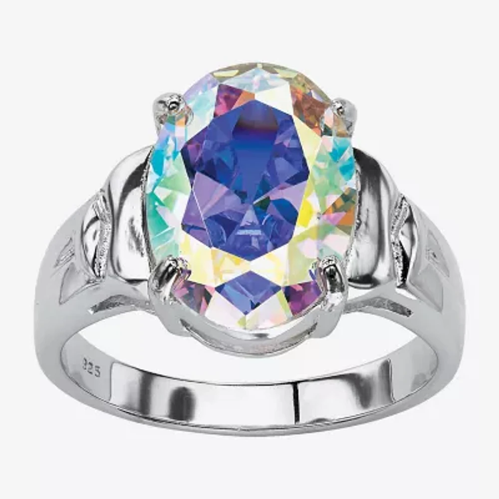 Diamonart Womens 5 3/4 CT. T.W. Multi Color Cubic Zirconia Sterling Silver Oval Cocktail Ring
