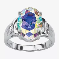 Diamonart Womens 5 3/4 CT. T.W. Multi Color Cubic Zirconia Sterling Silver Oval Cocktail Ring