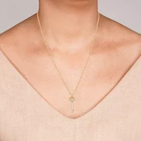 Diamond Blossom 1/10 CT.T.W. Natural Diamond 14K Yellow Gold Over Sterling SIlver Pendant Key Necklace