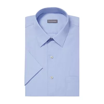 Van Heusen Poplin Mens Regular Fit Easy Care Short Sleeve Dress Shirt