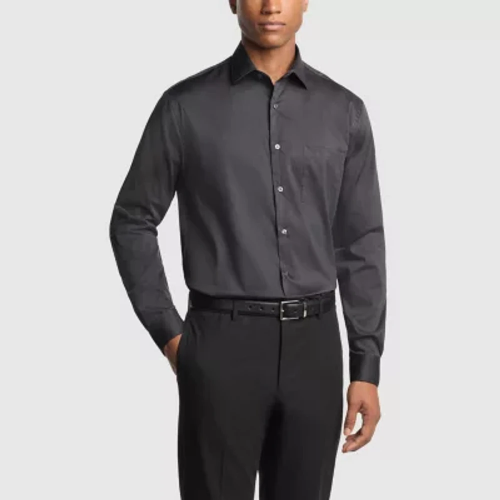 Van Heusen Everyday Defense Mens Regular Fit Stretch Fabric Wrinkle Free Long Sleeve Dress Shirt