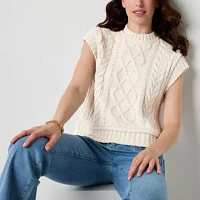 Ryegrass Womens Sleeveless Cable Knit Pullover Sweater