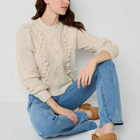 Ryegrass Womens Long Sleeve Rib Knit Pullover Sweater