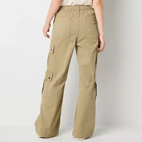 Arizona Womens High Rise Straight Easy-on + Easy-off Cargo Pant-Juniors