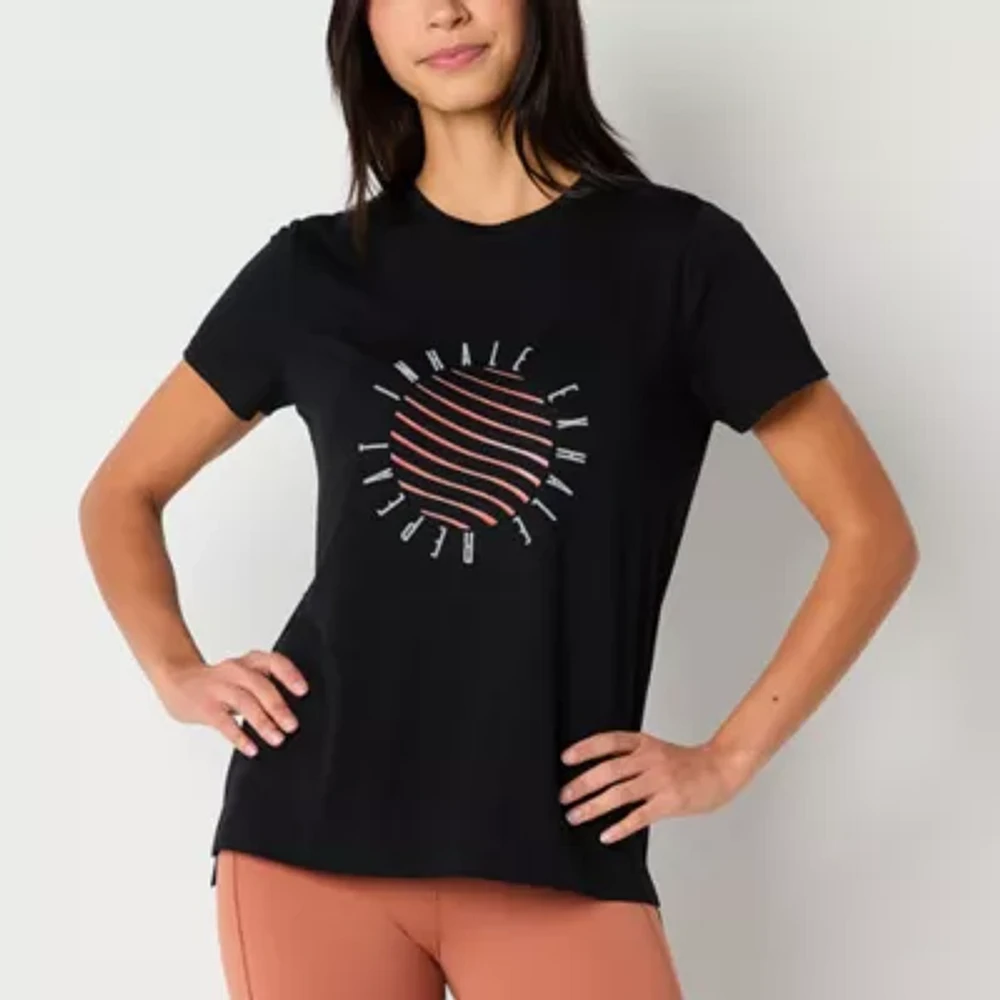 Xersion Womens Crew Neck Short Sleeve Graphic T-Shirt