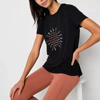 Xersion Womens Crew Neck Short Sleeve Graphic T-Shirt