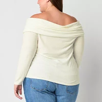 a.n.a Plus Off The Shoulder Womens Long Sleeve Blouse