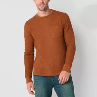 mutual weave Mens Crew Neck Long Sleeve Pocket T-Shirt