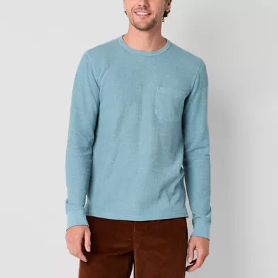 mutual weave Mens Crew Neck Long Sleeve Pocket T-Shirt