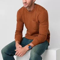 mutual weave Mens Crew Neck Long Sleeve Pocket T-Shirt