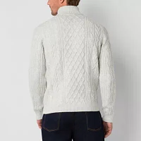 mutual weave Cable Sweater Mens Turtleneck Long Sleeve Pullover