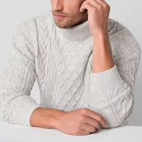 mutual weave Cable Sweater Mens Turtleneck Long Sleeve Pullover