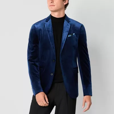 J. Ferrar Mens Slim Stretch Fabric Fit Velvet Sport Coat