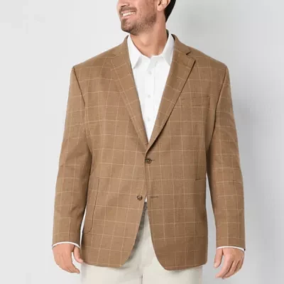 Stafford Mens Big and Tall Plaid Stretch Fabric Regular Fit Sport Coat