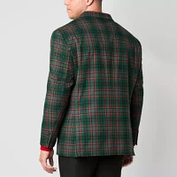 J. Ferrar Mens Big and Tall Plaid Stretch Fabric Classic Fit Sport Coat