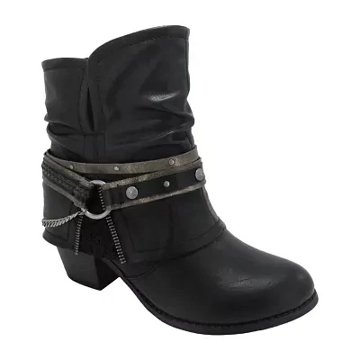 Pop Womens Lantern Block Heel Booties