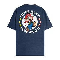 Big and Tall Mens Crew Neck Short Sleeve Regular Fit Super Mario Graphic T-Shirt