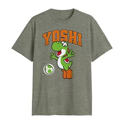 Big and Tall Mens Crew Neck Short Sleeve Regular Fit Yoshi Graphic T-Shirt