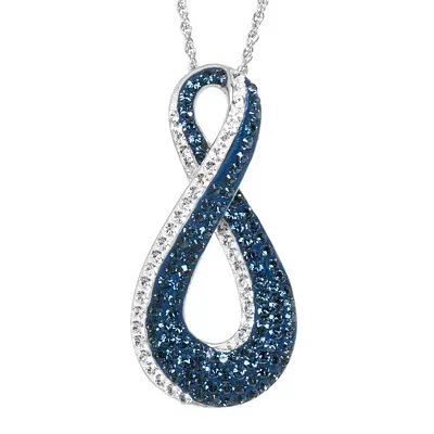 Blue Crystal Sterling Silver Figure 8 Pendant Necklace