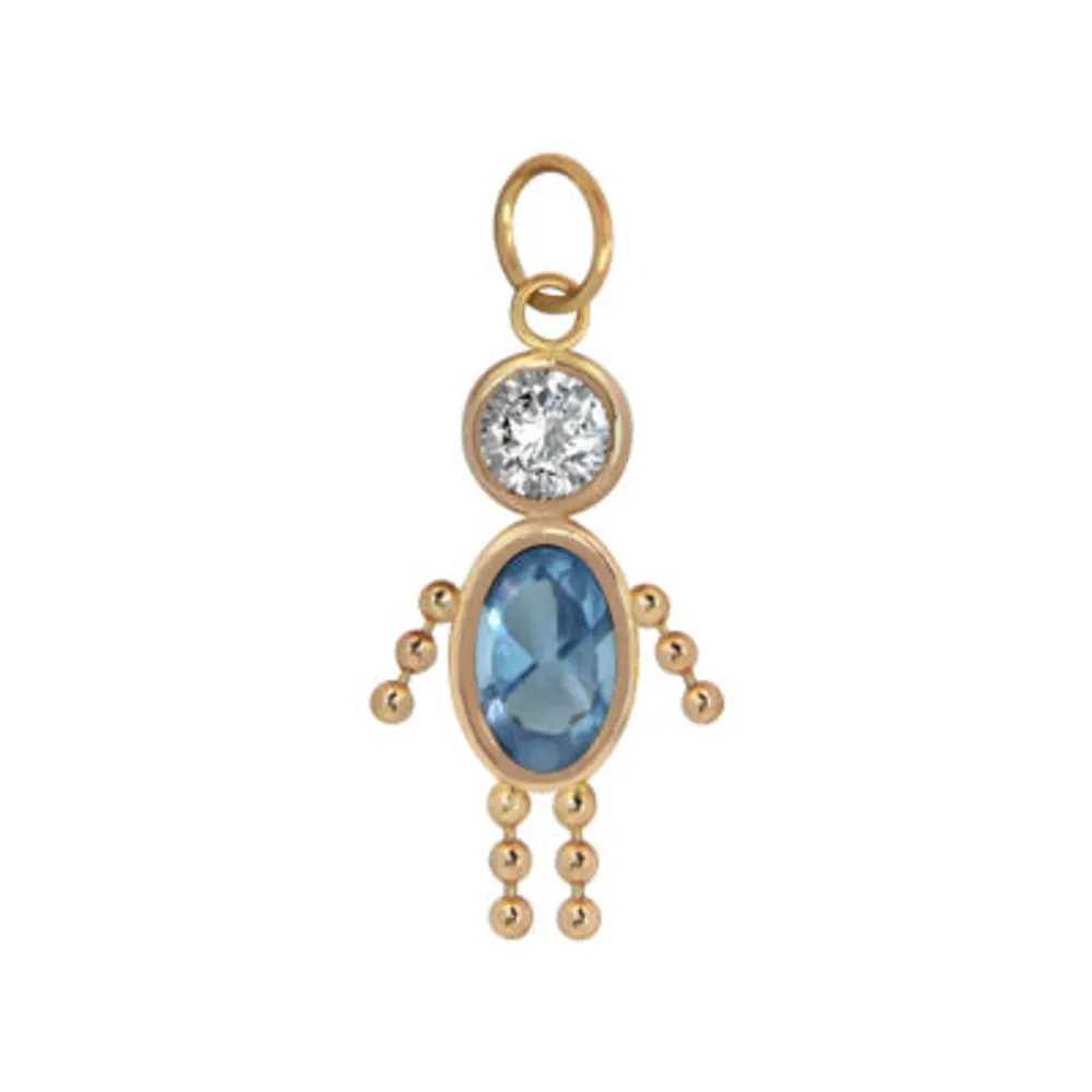 10K Gold March Birthstone Babies Boy Charm