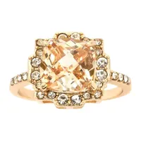 Sparkle Allure Crystal 14K Gold Over Brass Halo Cocktail Ring