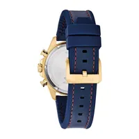 Bulova Marine Star Mens Blue Leather Strap Watch 97b168