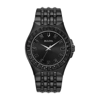 Bulova Phantom Mens Crystal Accent Black Stainless Steel Bracelet Watch 98a240