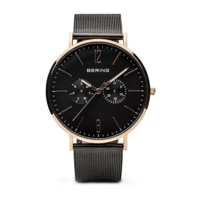 Bering Mens Black Stainless Steel Bracelet Watch 14240-163