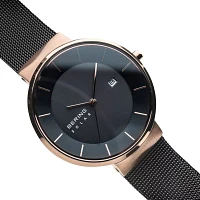 Bering Mens Black Stainless Steel Bracelet Watch 14639-166