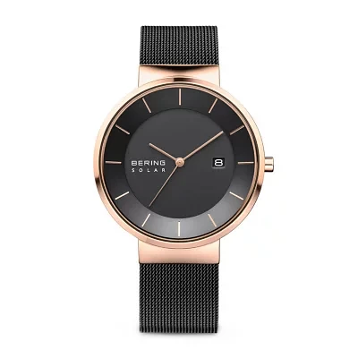 Bering Mens Black Stainless Steel Bracelet Watch 14639-166
