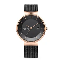 Bering Mens Black Stainless Steel Bracelet Watch 14639-166