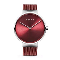 Bering Mens Red Stainless Steel Bracelet Watch 14539