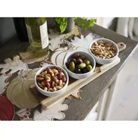 Gibson Tidbit On Wood 4-pc. Stoneware Dipping Bowl