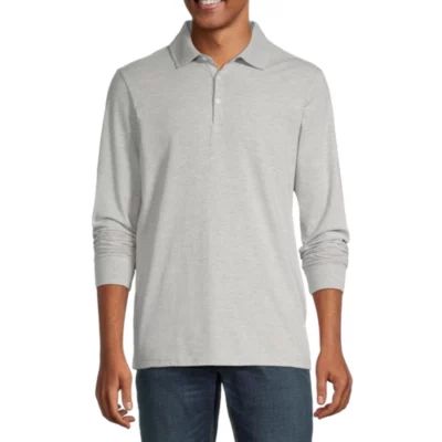 St. John's Bay Super Soft Mens Regular Fit Long Sleeve Polo Shirt