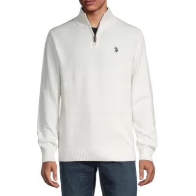 U.S. Polo Assn. Quarter Zip Mens Mock Neck Long Sleeve Pullover Sweater