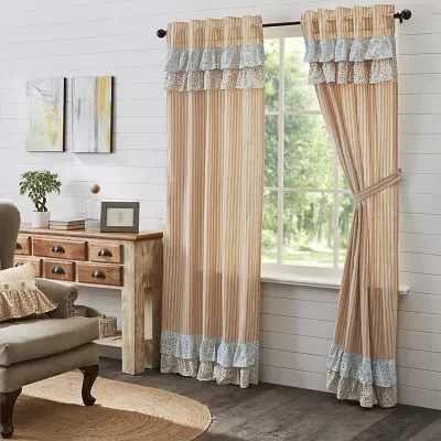 Vhc Brands Kaila Ticking Stripe Light-Filtering Rod Pocket Set of 2 Curtain Panel