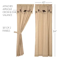 Vhc Brands Kettle Grove Crow Rod Pocket Embellished Light-Filtering Set of 2 Curtain Panel
